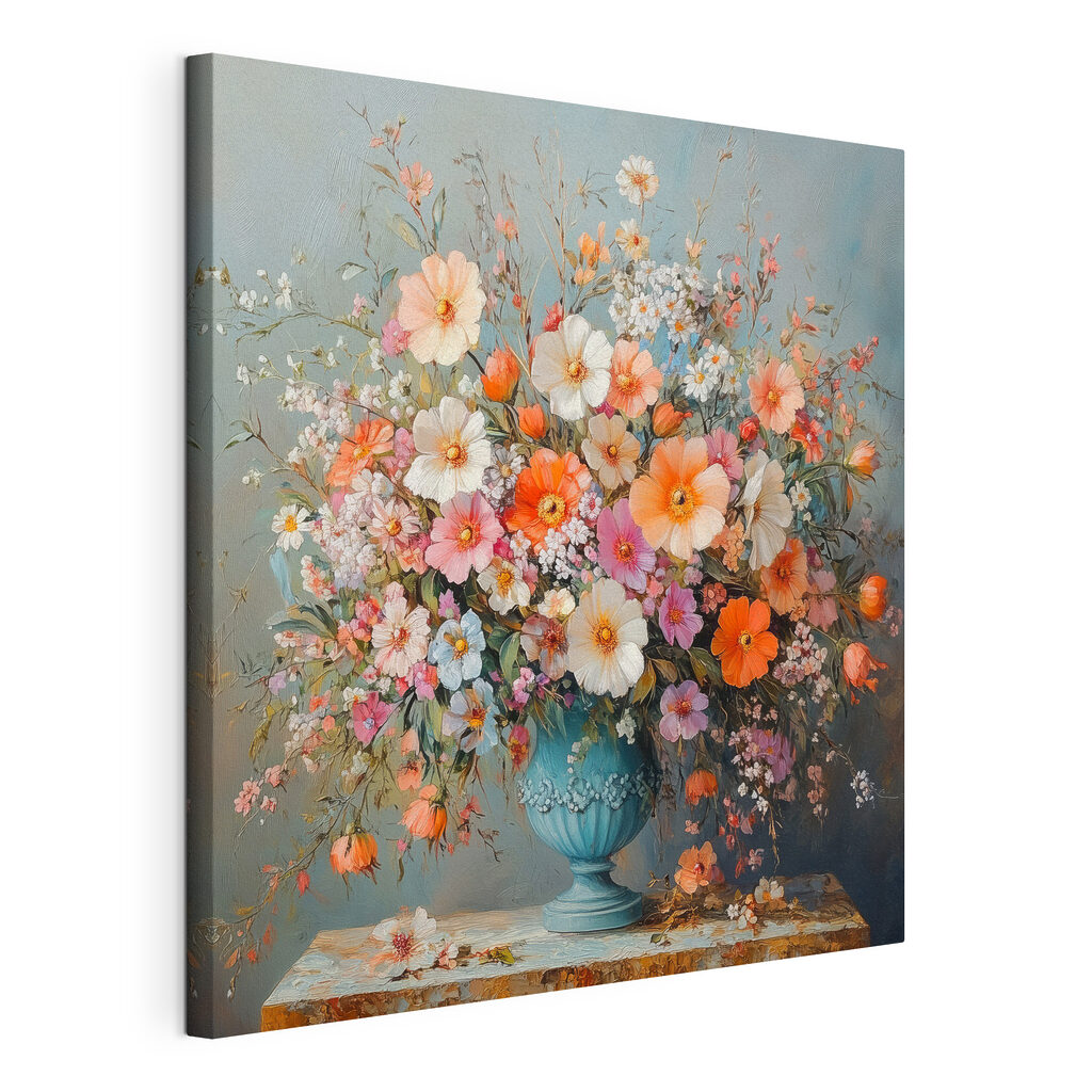 Vase of flowers on a stone surface