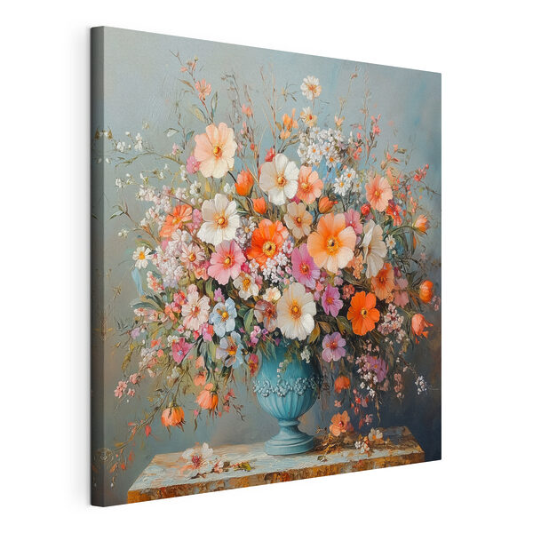 Vase of flowers on a stone surface