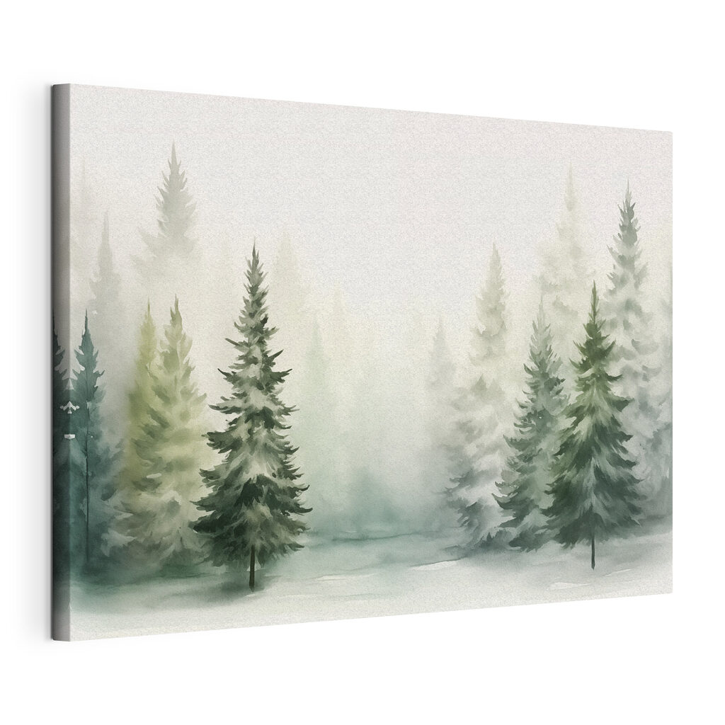 Watercolor of trees in a forest
