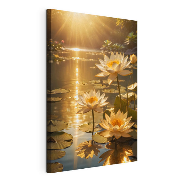 Wandbilder Gruppe von weißen Blumen in einem Teich