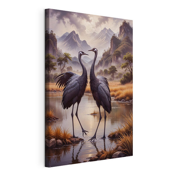 Zwei Vögel stehen in einem Fluss Wandbilder Zwei Vögel stehen in einem Fluss