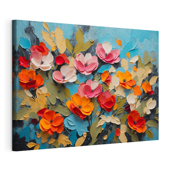 Wandbilder Wandbilder Malerei von Blumen auf einer blauen Fläche (Artikelnummer: s42255)
