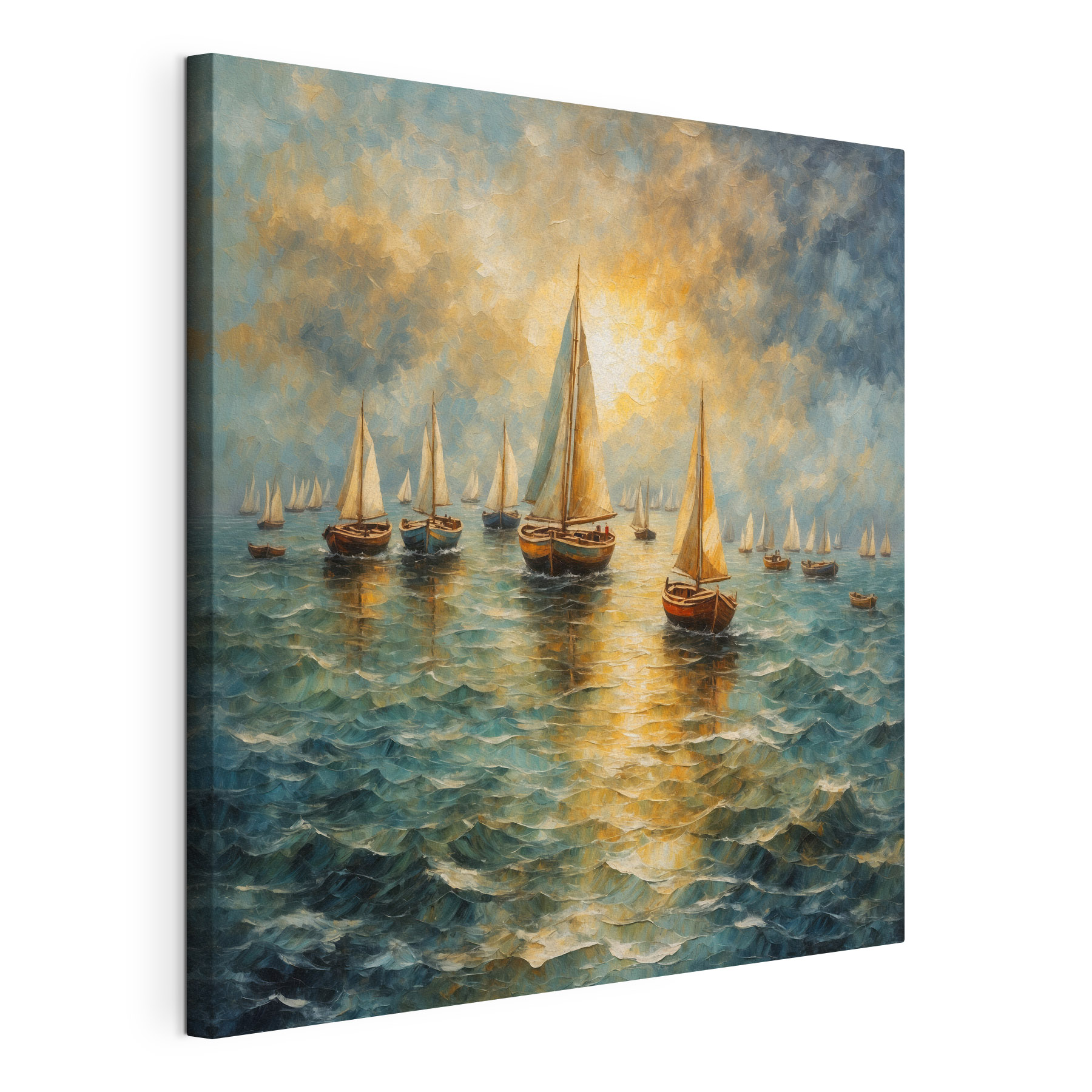 Painting of boats on the water