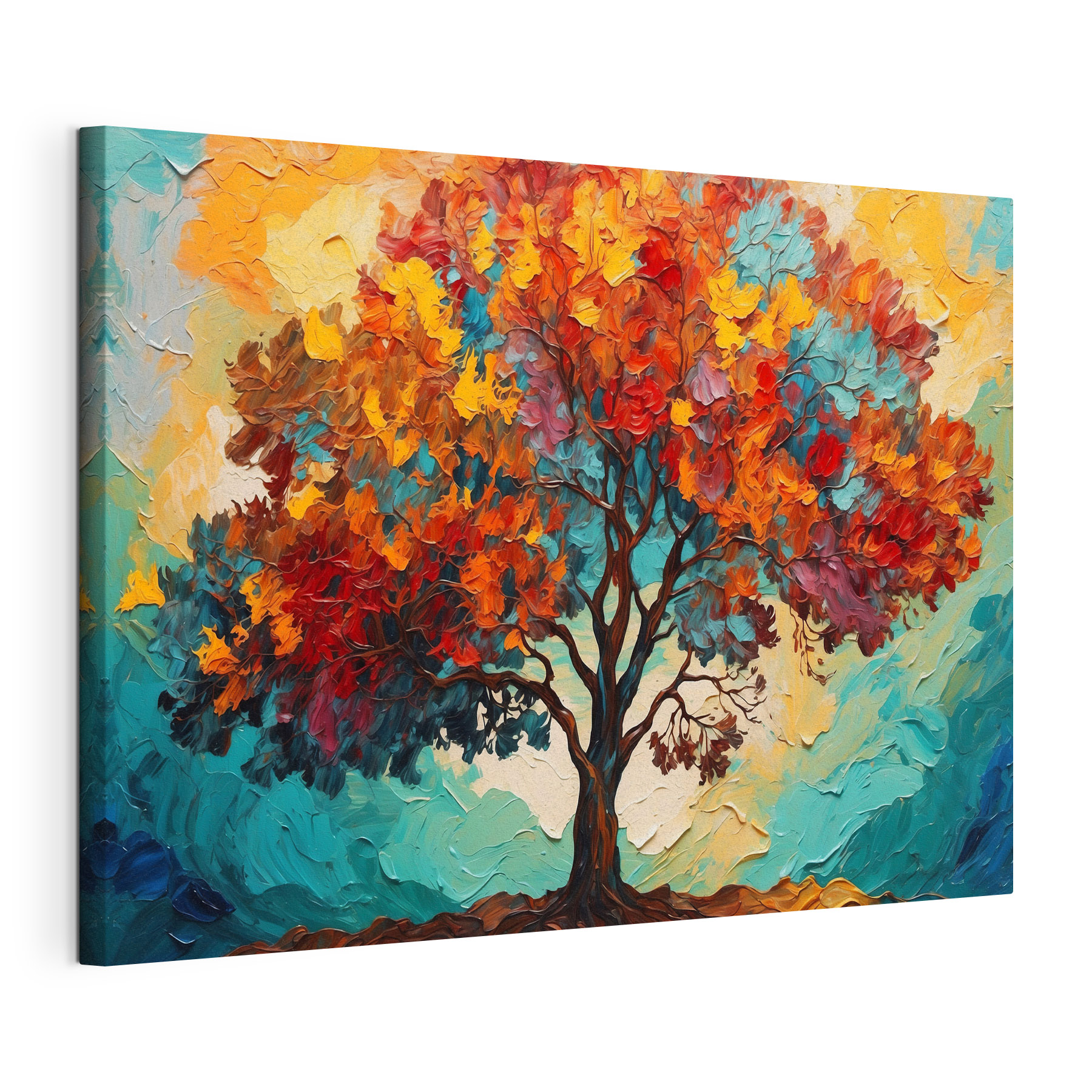 Painting of a tree with colorful leaves