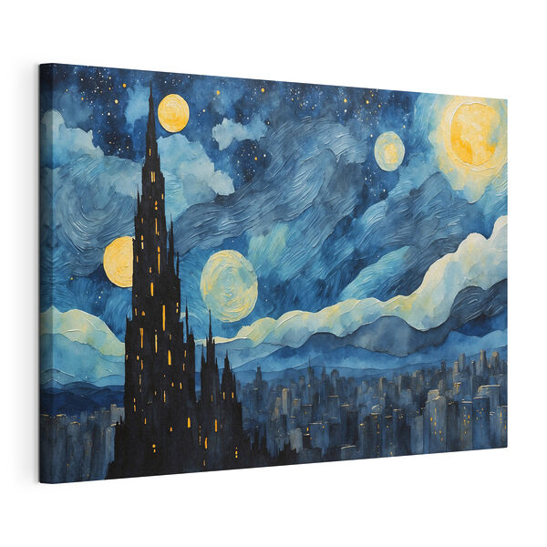 Aquarell einer Stadt bei Nacht Wandbilder Aquarell einer Stadt bei Nacht
