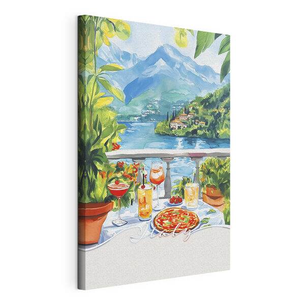 Wandbilder Aquarellmalerei eines Tisches mit Getränken und Blick auf einen See (Artikelnummer: s42434) Wandbilder Wandbilder Aquarellmalerei eines Tisches mit Getränken und Blick auf einen See (Artikelnummer: s42434)