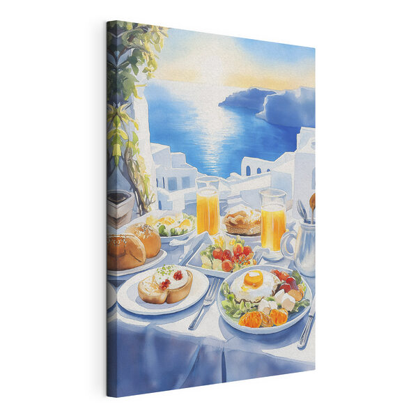 Wandbilder Tisch mit Speisen und Getränken darauf