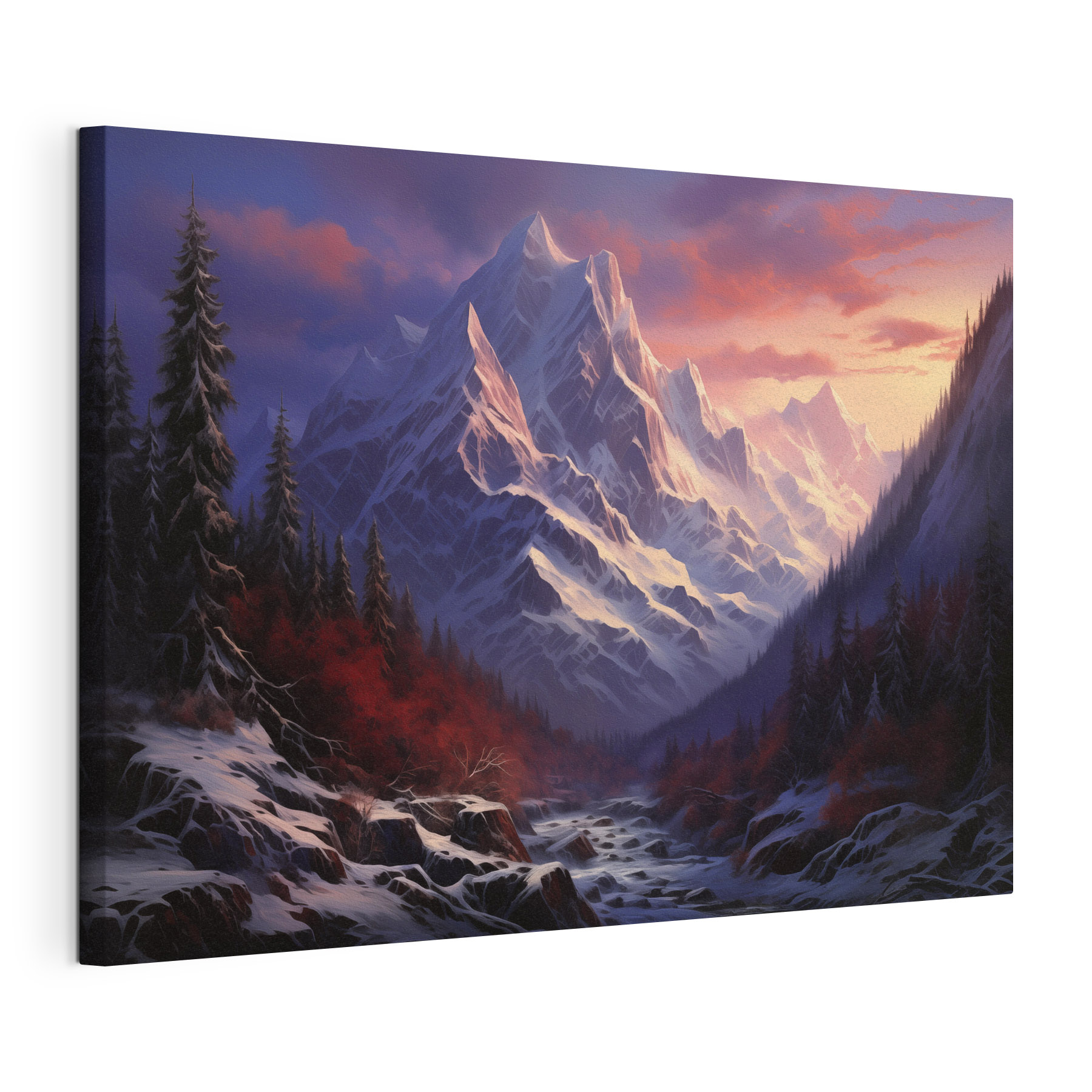 River running through a snowy mountain