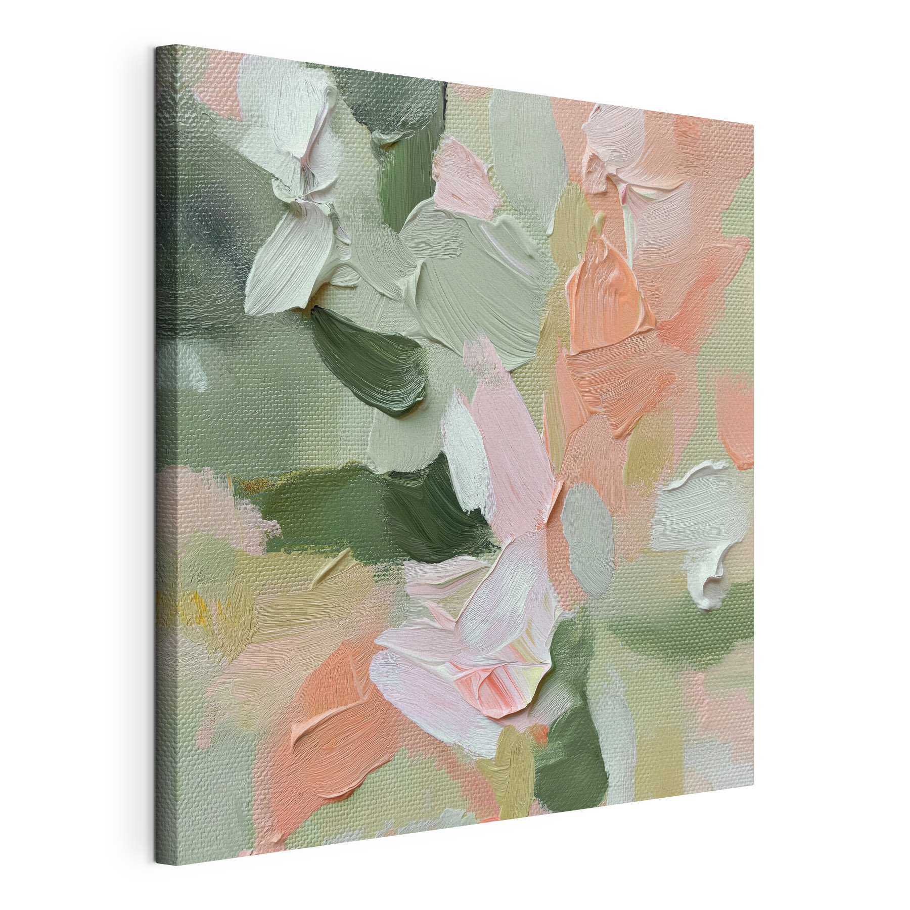 Soft pastels blend on textured canvas