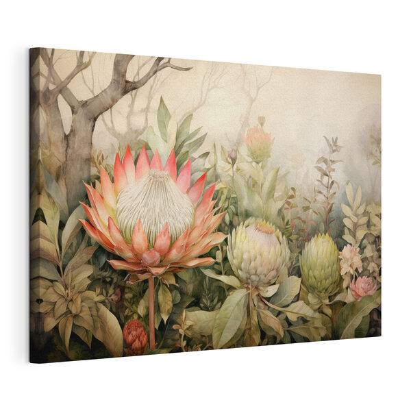 Wandbilder Malerei von Blumen und Blättern