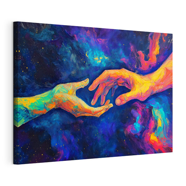 Painting of two hands touching each other Painting of two hands touching each other