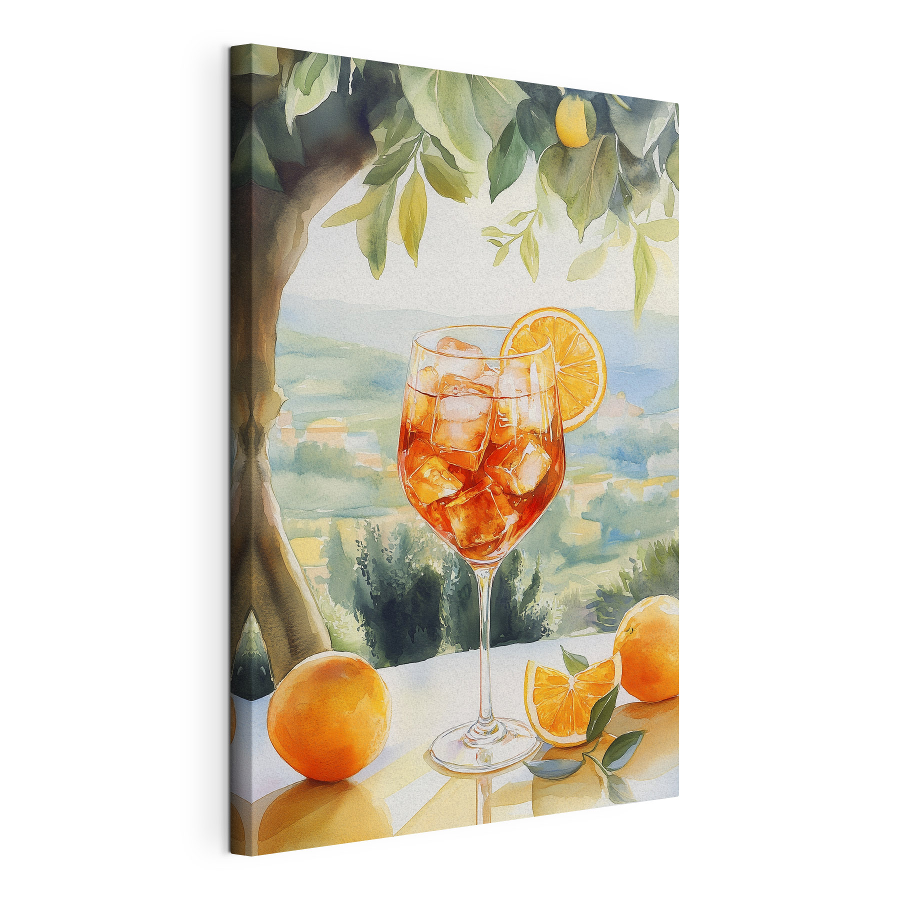 Glass of ice and oranges