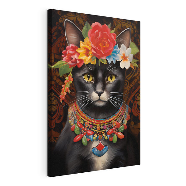Katze mit Blumenkrone Wandbilder Katze mit Blumenkrone
