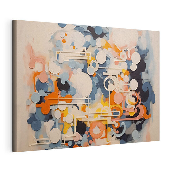 Wandbilder Wandbilder Buntes Kunstwerk mit weißen Linien und Kreisen (Artikelnummer: s43227)