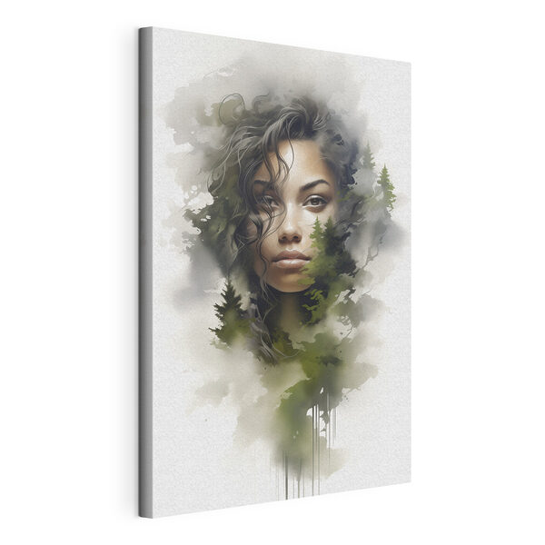 Woman's face with trees in the background Woman's face with trees in the background