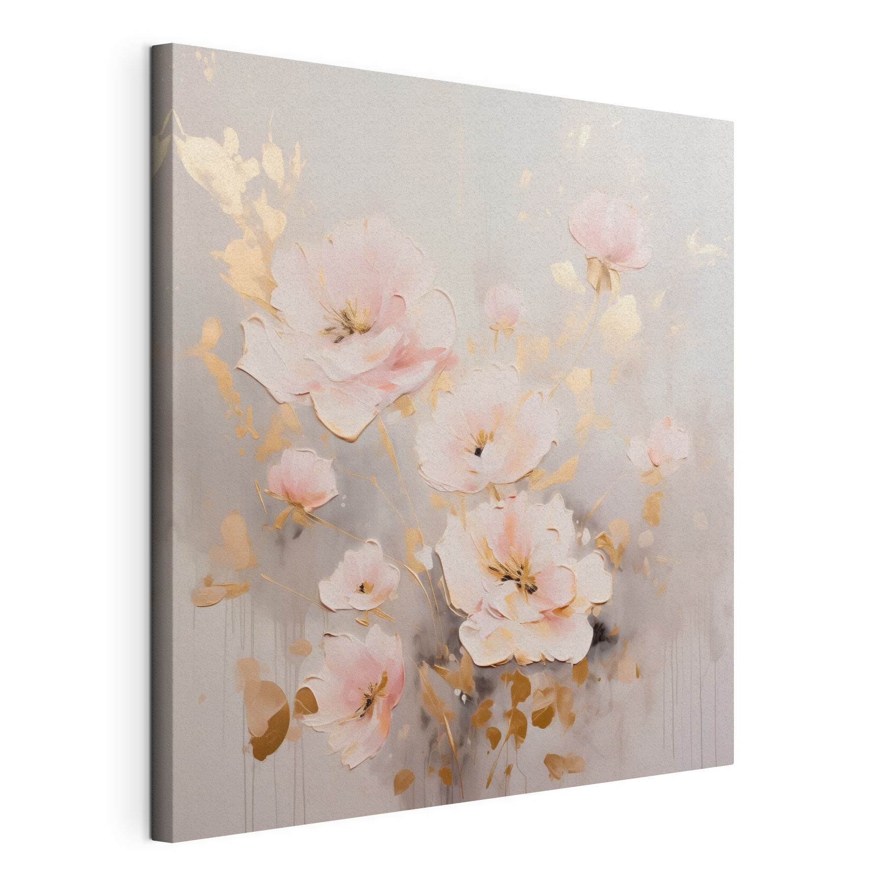Painting of flowers on a white surface