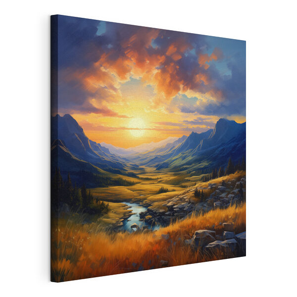 Wandbilder Landschaft mit einem Fluss und Bergen