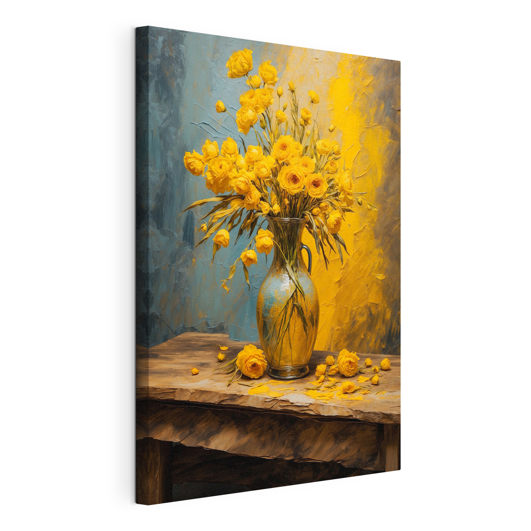 Vase of yellow flowers