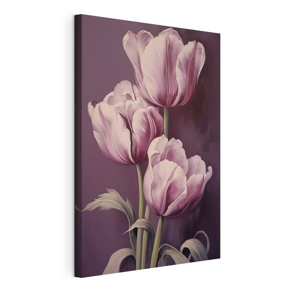 Painting of pink tulips Painting of pink tulips