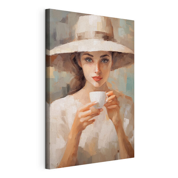Woman wearing a hat holding a cup Woman wearing a hat holding a cup