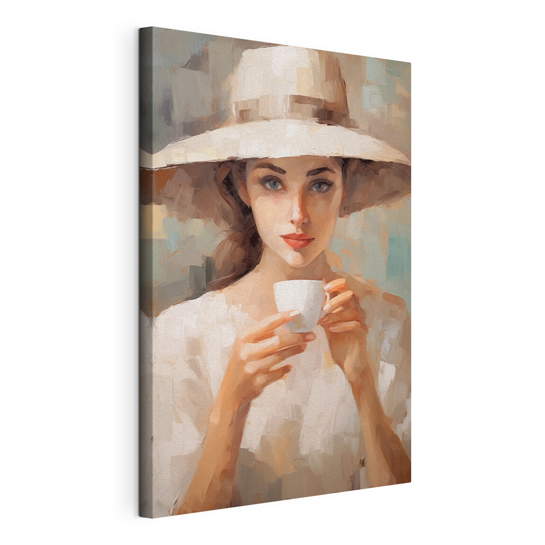 Woman wearing a hat holding a cup Woman wearing a hat holding a cup
