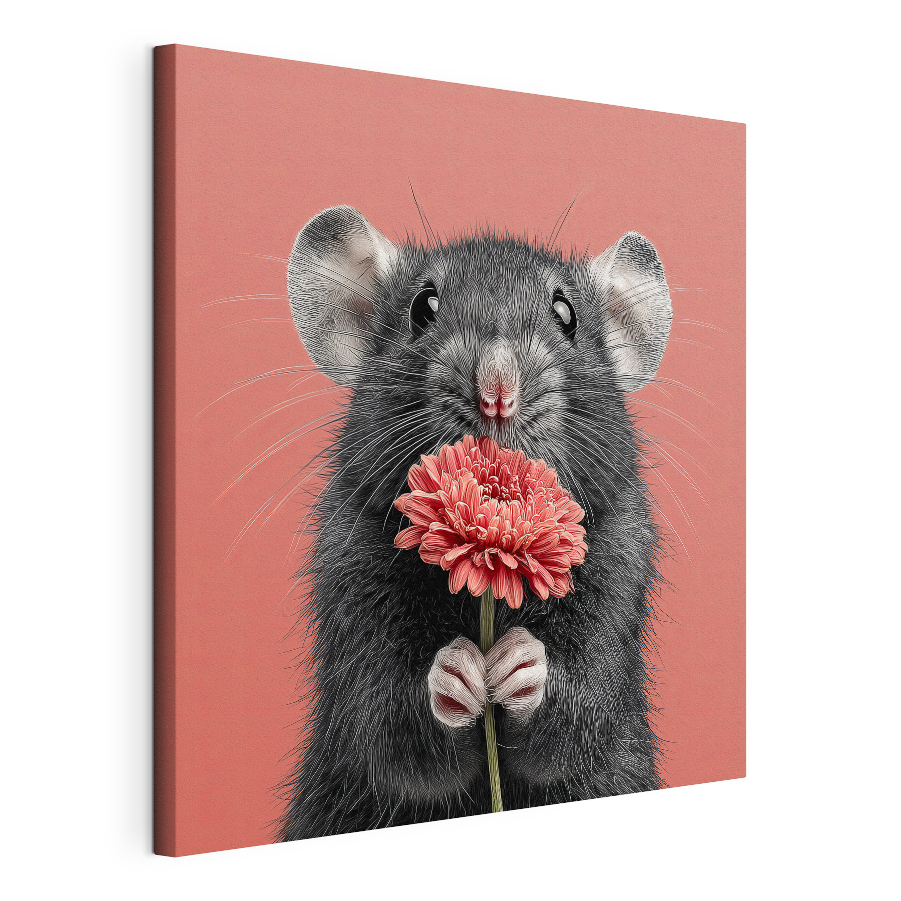 Mouse holding a flower