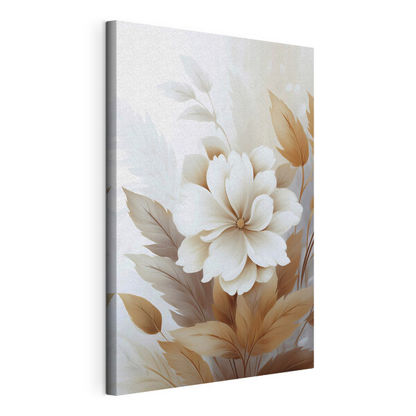 Wandbilder Wandbilder Weiße Blüte mit braunen Blättern (Artikelnummer: s45744)