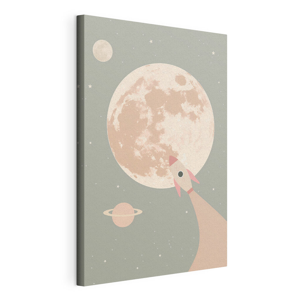 Rocket flying over the moon Rocket flying over the moon