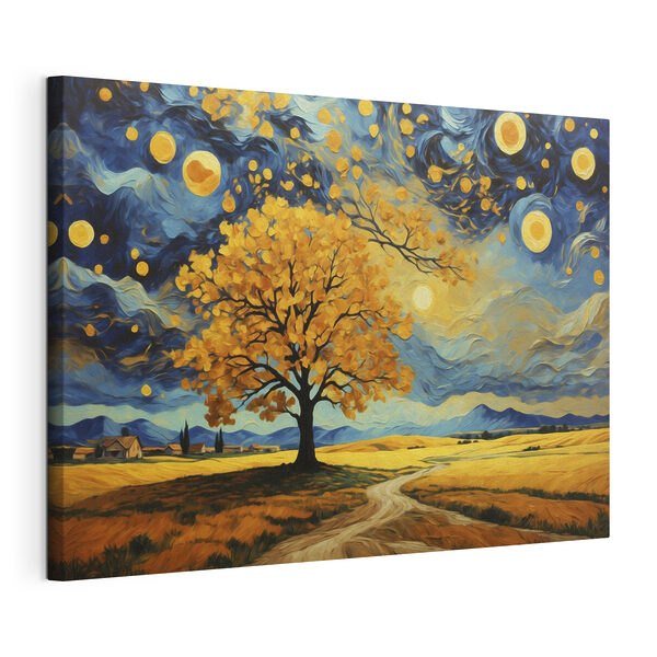 Wandbilder Wandbilder Gemälde eines Baumes auf einem Feld (Artikelnummer: s47255)