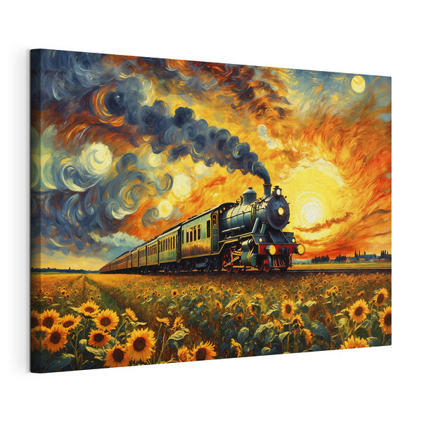 Wandbilder Zug auf den Gleisen, mit Sonnenblumen und Rauch, der aus der Lok steigt (Artikelnummer: s47257) Wandbilder Wandbilder Zug auf den Gleisen, mit Sonnenblumen und Rauch, der aus der Lok steigt (Artikelnummer: s47257)