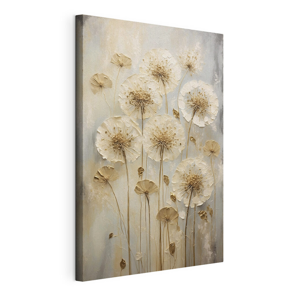 Painting of flowers on a grey surface