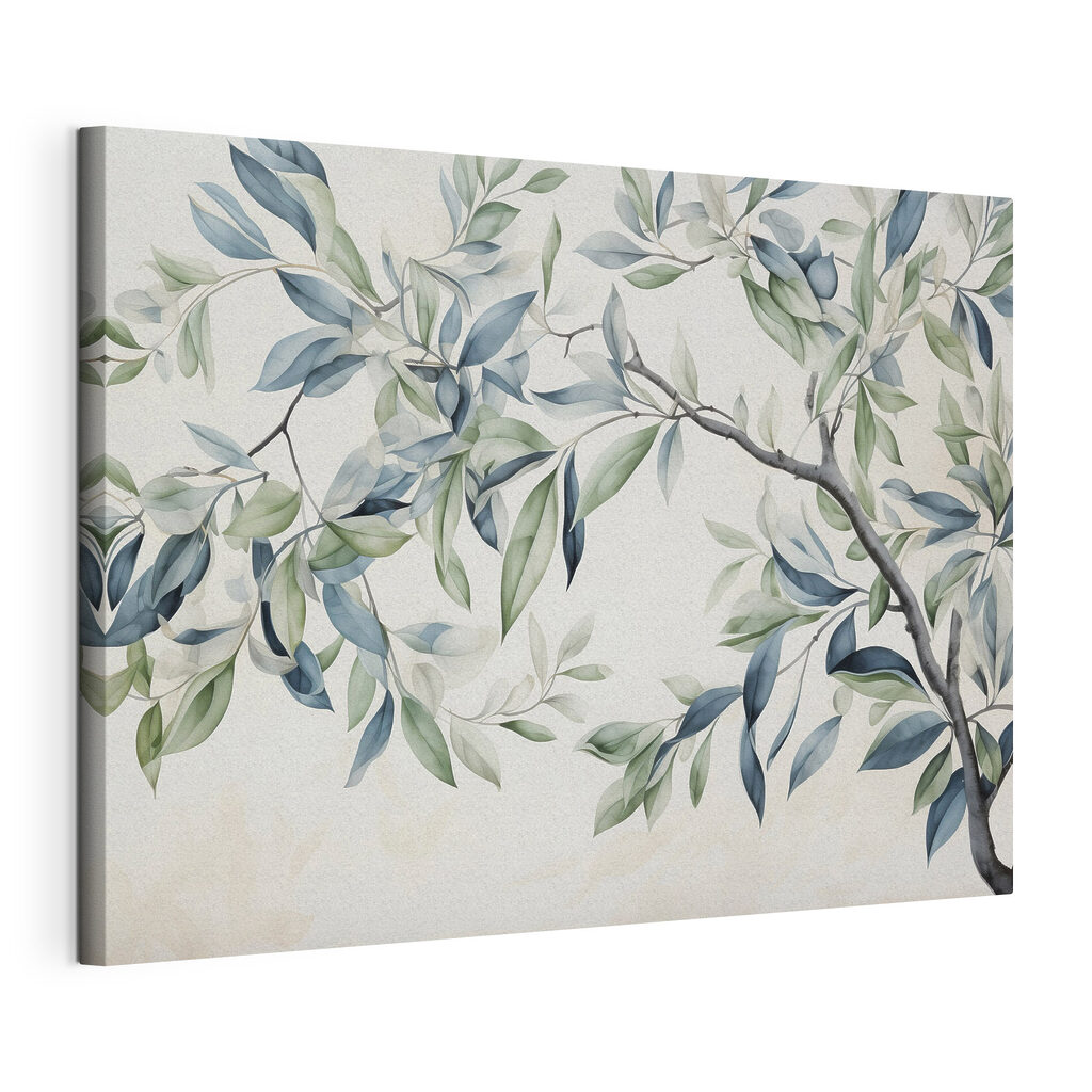 Painting of a tree branch with leaves Painting of a tree branch with leaves