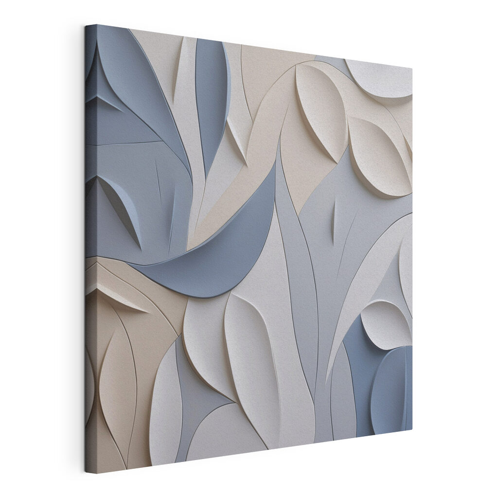 Wall with white and blue leaves
