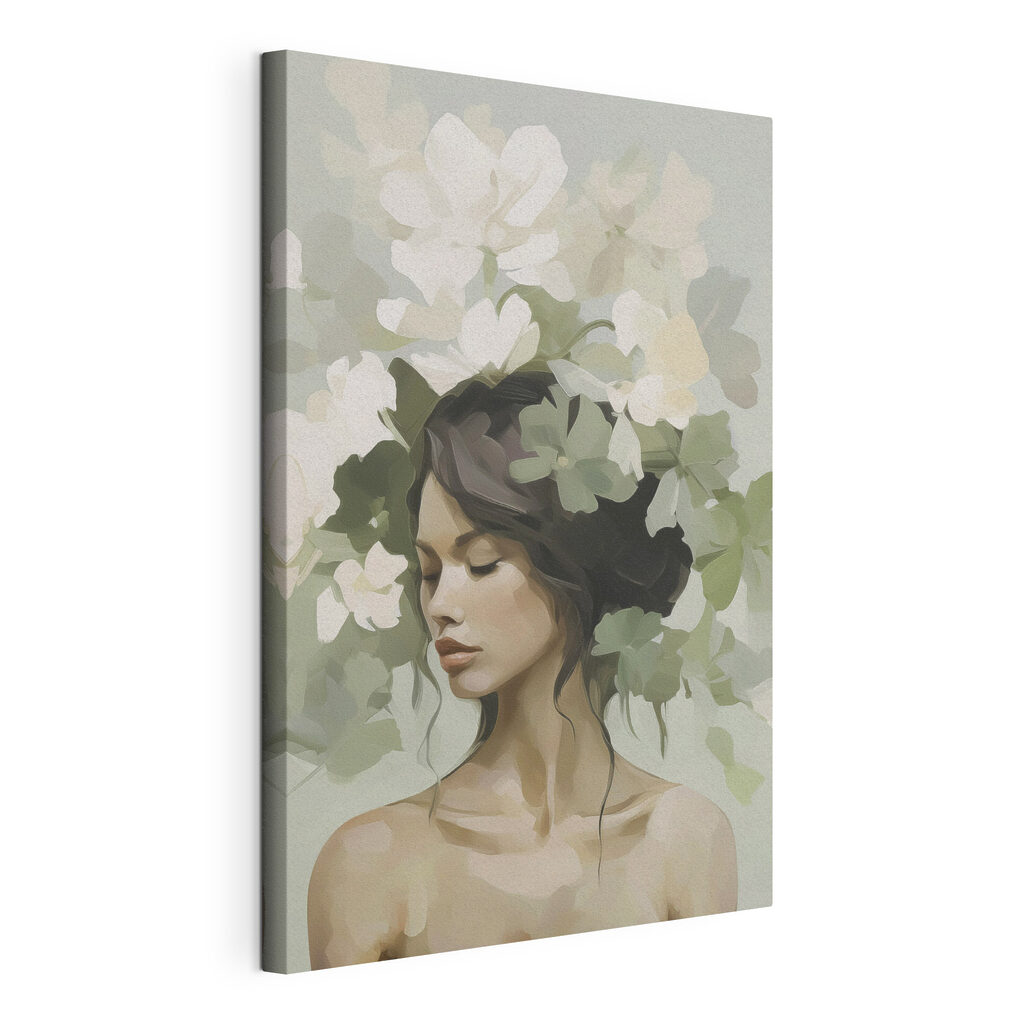 Woman with flowers on her head