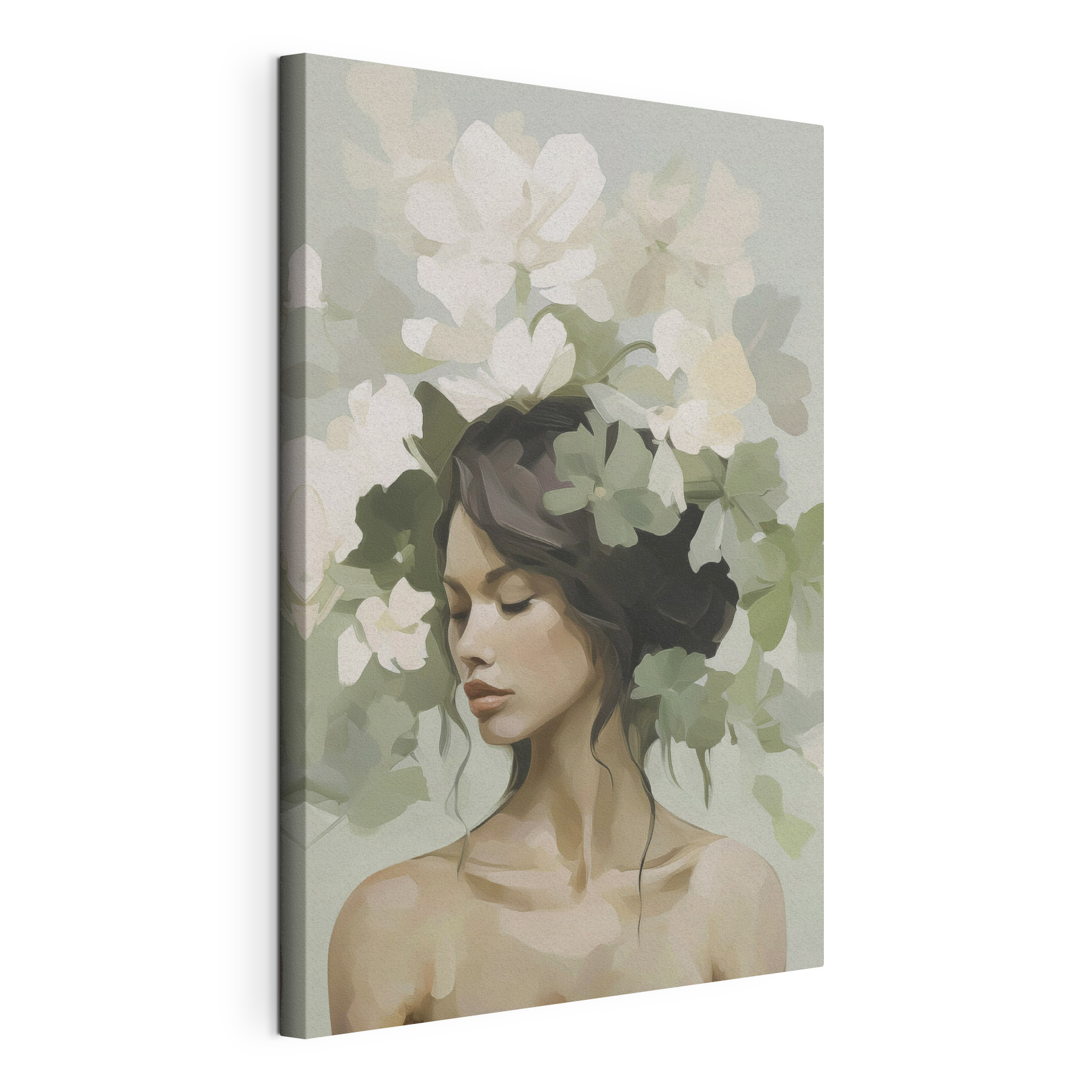 Woman with flowers on her head