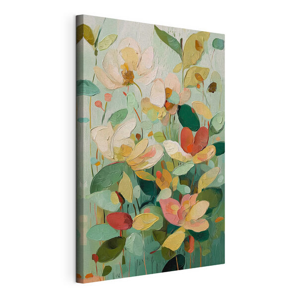 Wandbilder Gemälde mit Blumen und Blättern