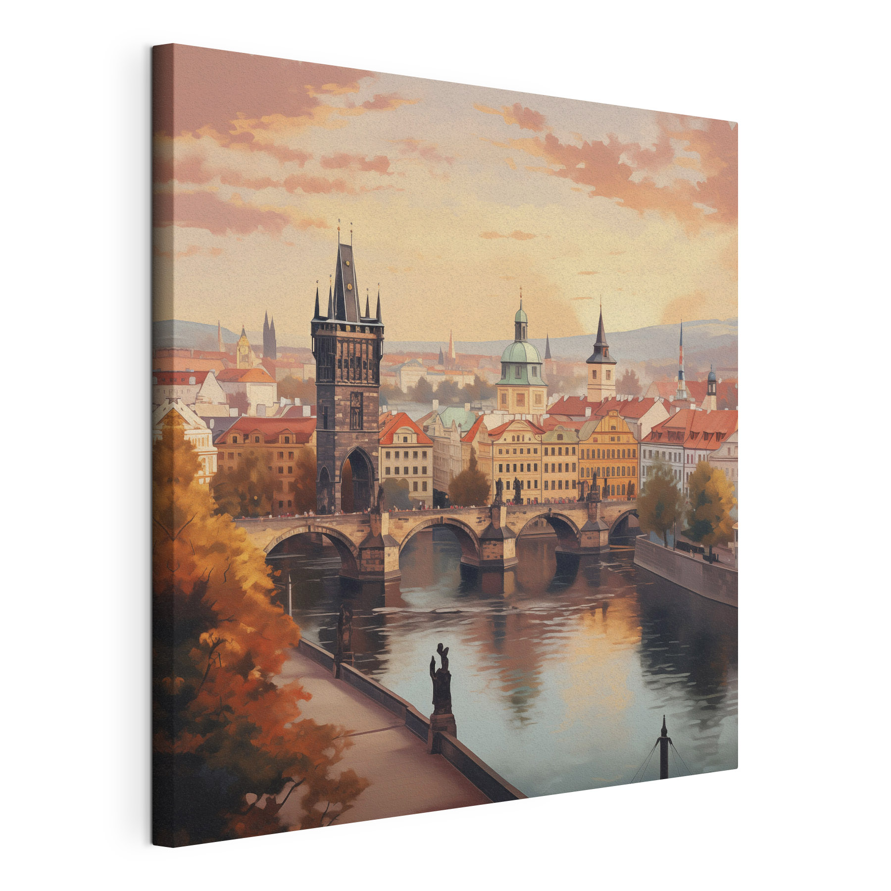 Bridge over a river with a bridge and a statue Bridge over a river with a bridge and a statue