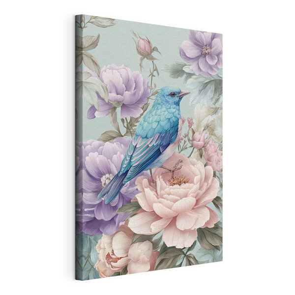 Wandbilder Ein blauer Vogel sitzt auf einer Blume (Artikelnummer: s47943) Wandbilder Wandbilder Ein blauer Vogel sitzt auf einer Blume (Artikelnummer: s47943)