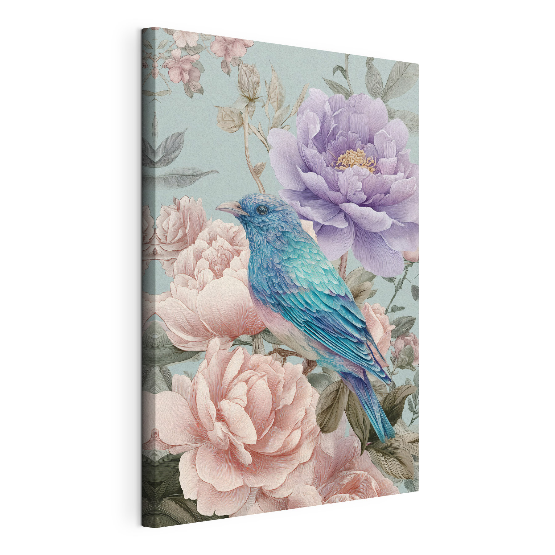 Blue bird sitting on a flower
