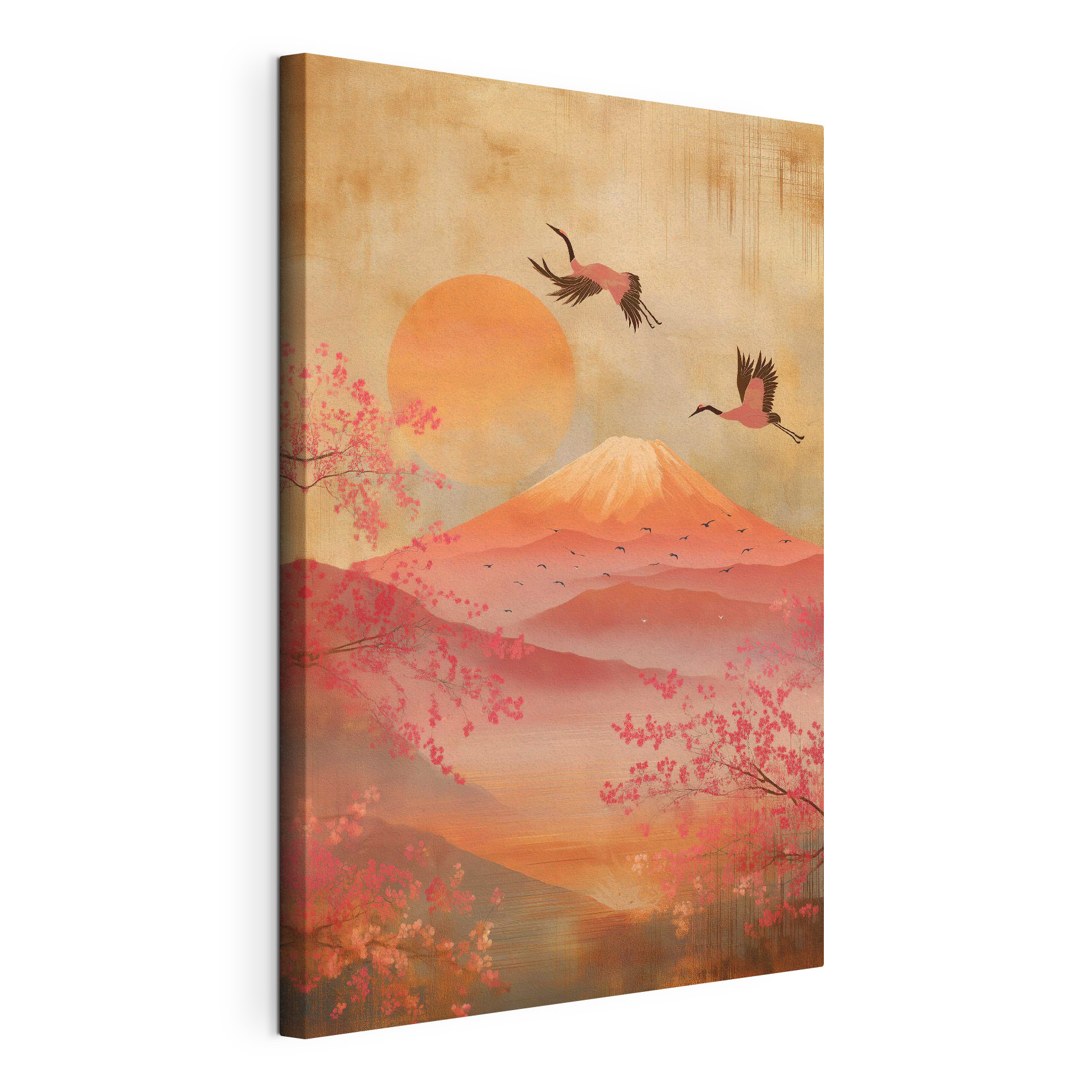 Painting of a mountain with a bird flying over it Painting of a mountain with a bird flying over it