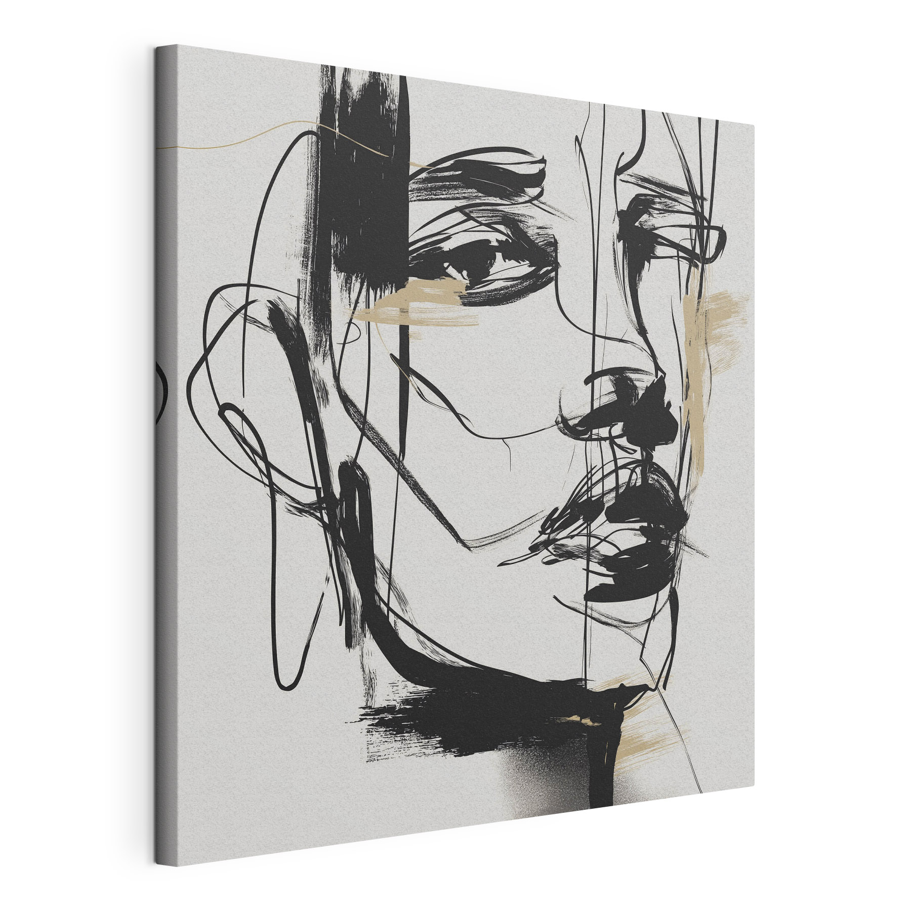 Black and white drawing of a woman's face Black and white drawing of a woman's face