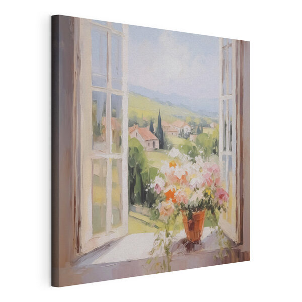 Wandbilder Wandbilder Gemälde eines Fensters mit Blumen darin (Artikelnummer: s48052)