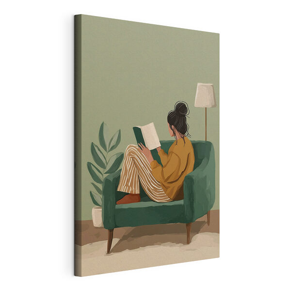 Wandbilder Eine Frau, die in einem Sessel ein Buch liest (Artikelnummer: s48118) Wandbilder Wandbilder Eine Frau, die in einem Sessel ein Buch liest (Artikelnummer: s48118)
