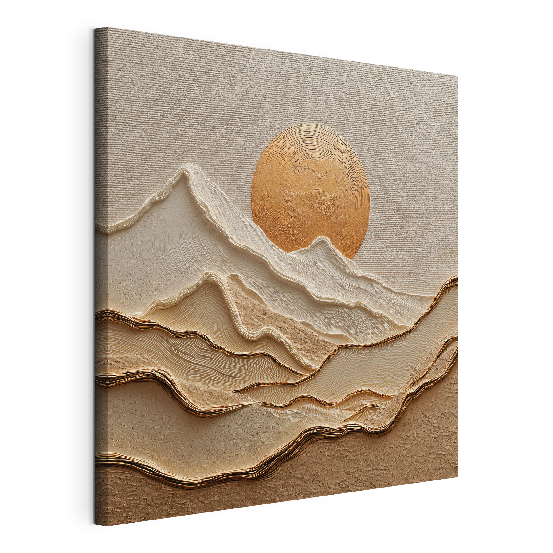 Painting of mountains and sun Painting of mountains and sun
