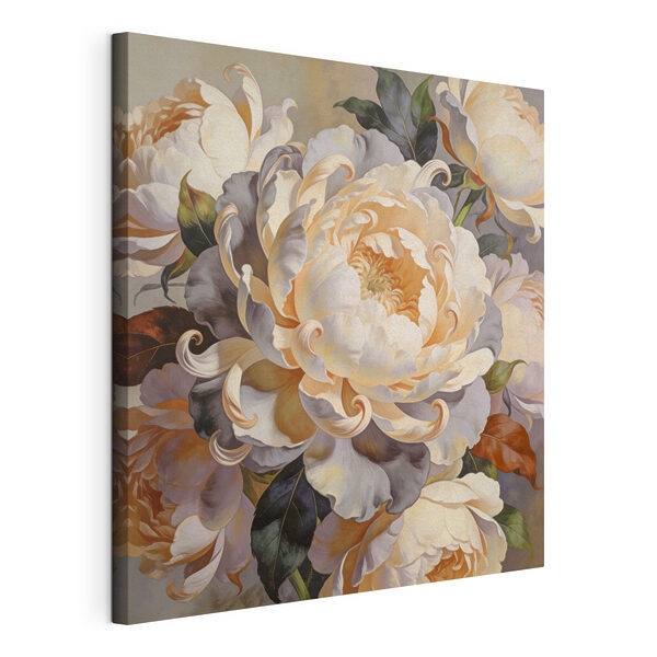 Wandbilder Gemälde von Blumen mit Blättern