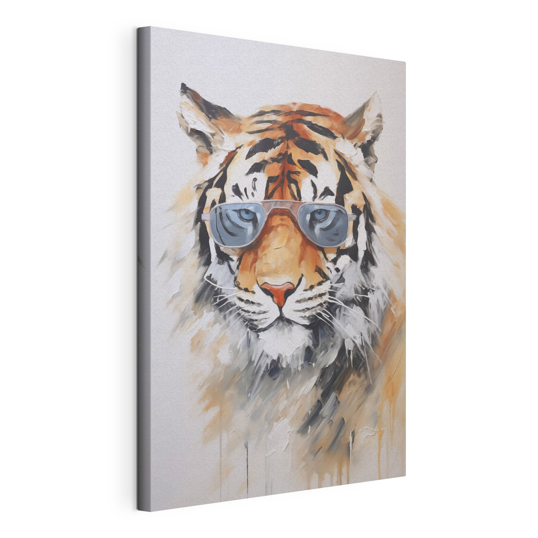 Painting of a tiger wearing sunglasses
