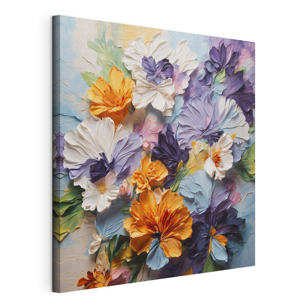 Wandbilder Wandbilder Gemälde mit Blumen auf blauem Hintergrund (Artikelnummer: s48363)