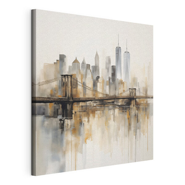 Wandbilder (Artikelnummer: s48406) Wandbilder Wandbilder Brücke über dem Wasser mit der Skyline der Stadt im Hintergrund (Artikelnummer: s48406)