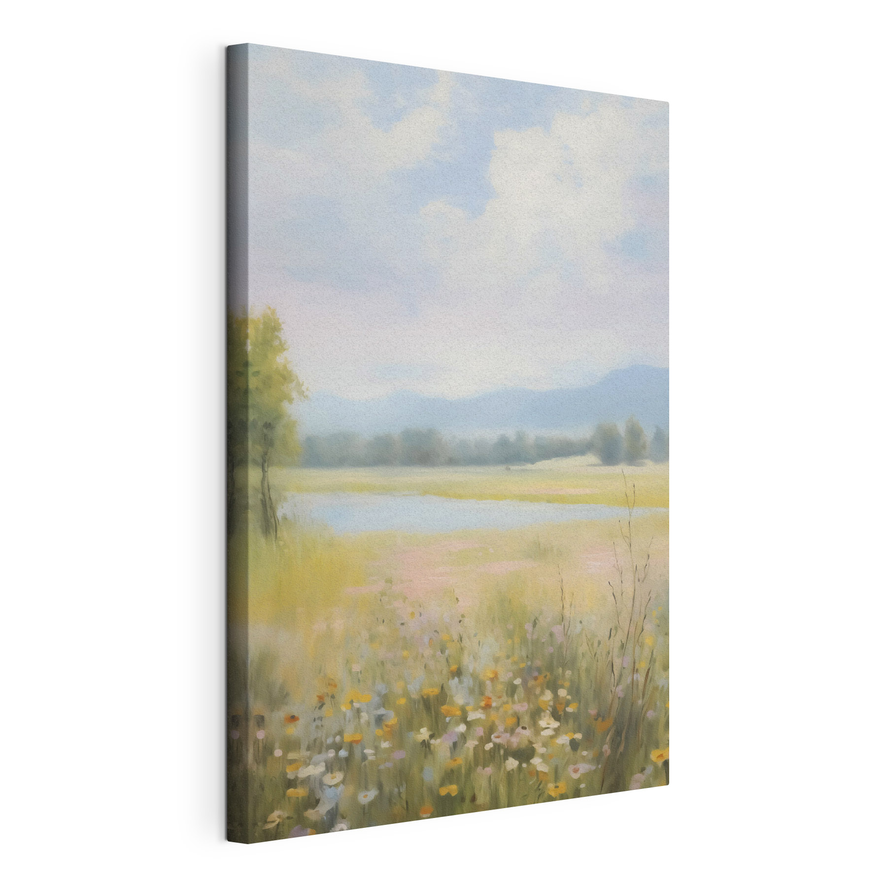 Field of flowers and trees
