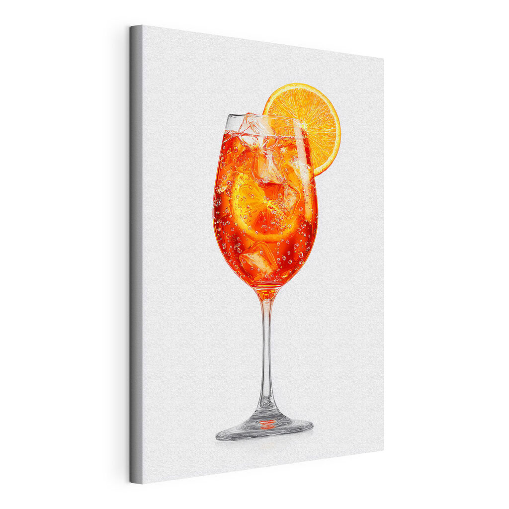Glass of orange drink with ice and a slice of orange